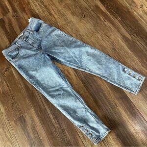 Levi's women 31 mile high super skinny jeans button fly ankle acid wash stretch